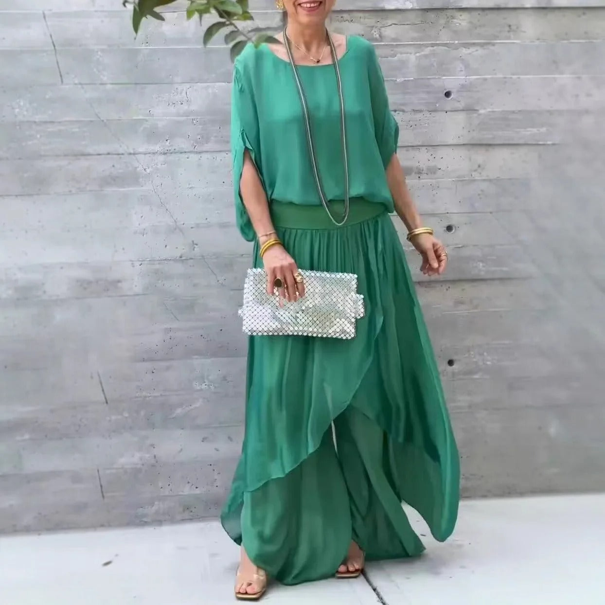 Graceful Flow Chiffon Pant Set
