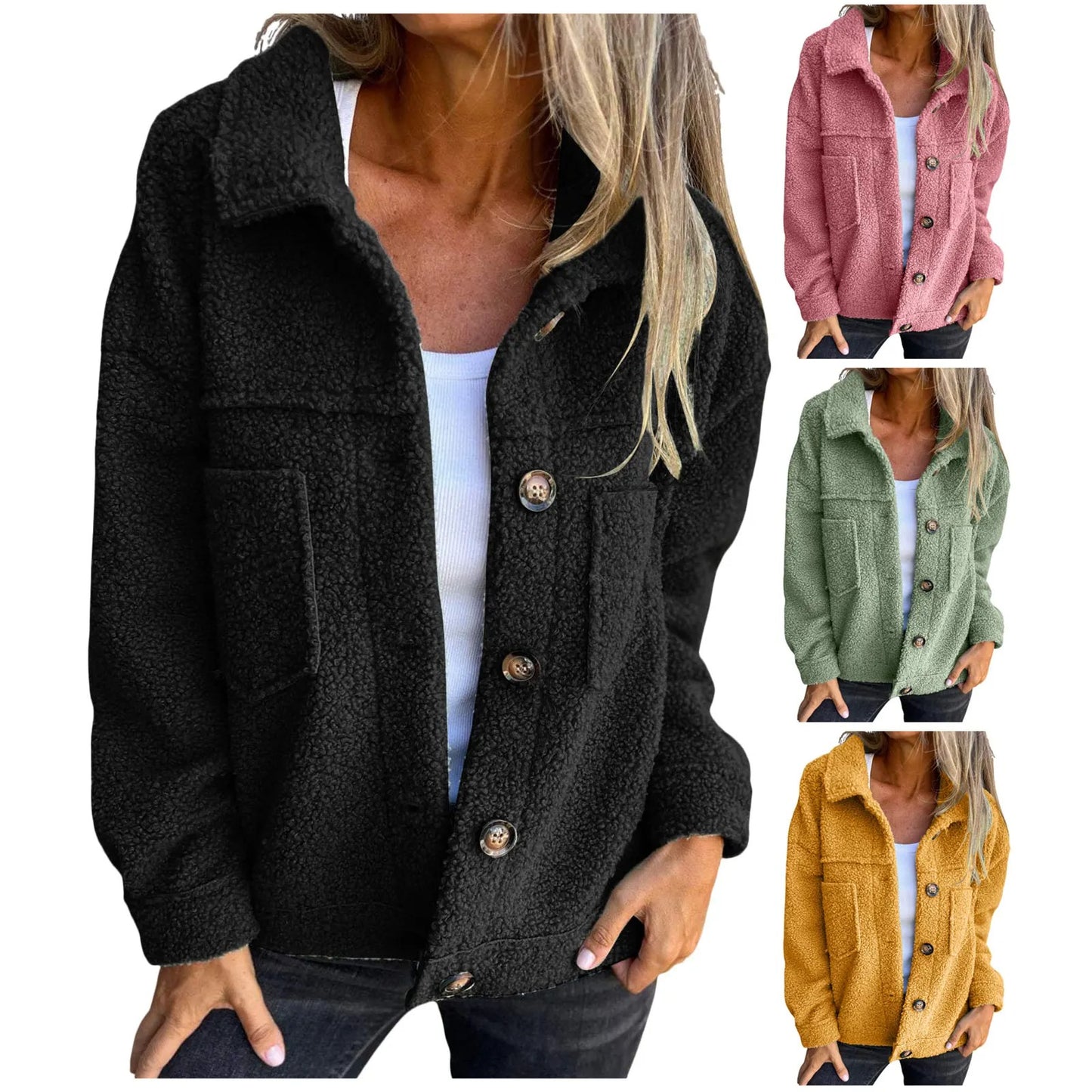PlushLuxe Women's Faux Lambswool Coat