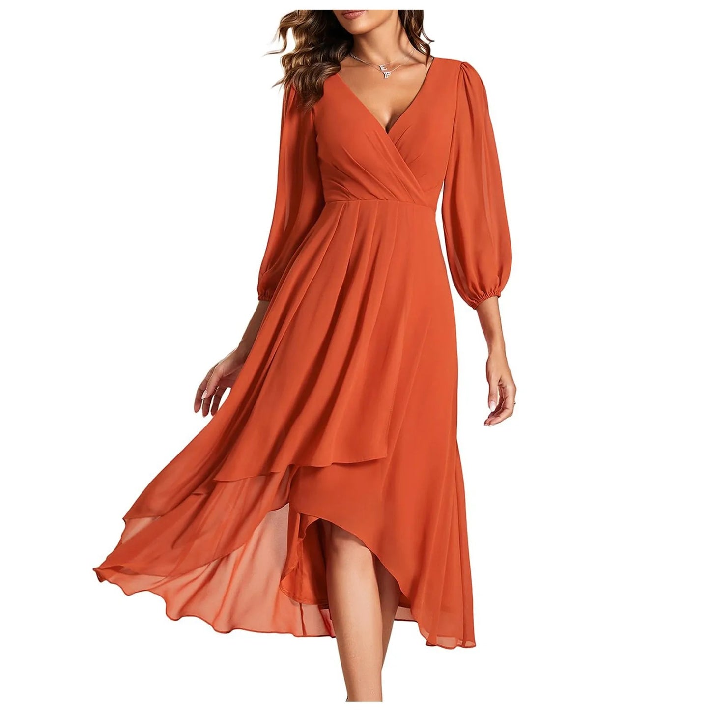 Graceful Ruffle Chiffon Dress