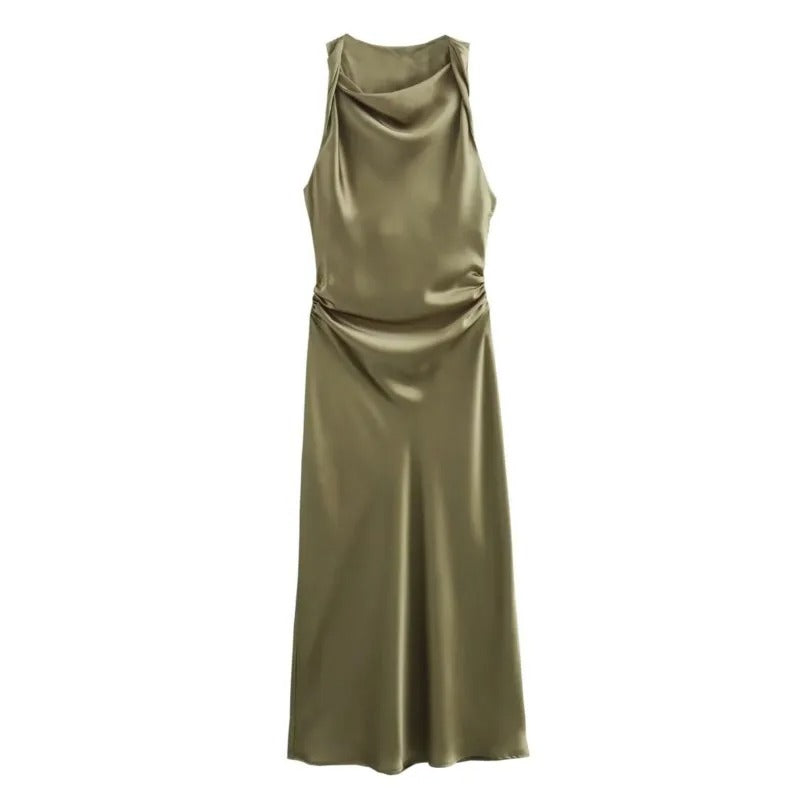 Satin Glow Summer Evening Dress