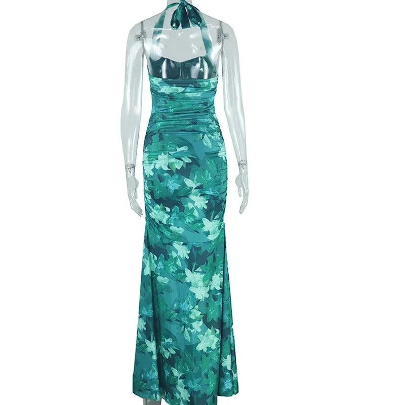 Flawless Backless Green Party Gown