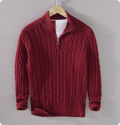 Men's Fashion Half Thickened Loose Zipper Sweater