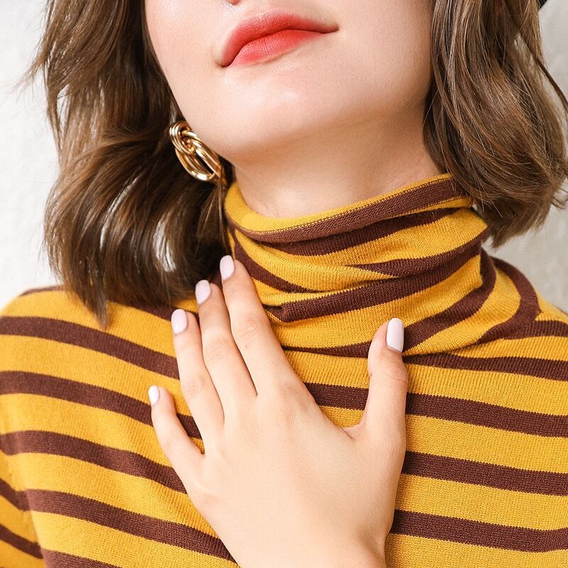 High neck sweater women''s new fall winter short shirt Rich Allure