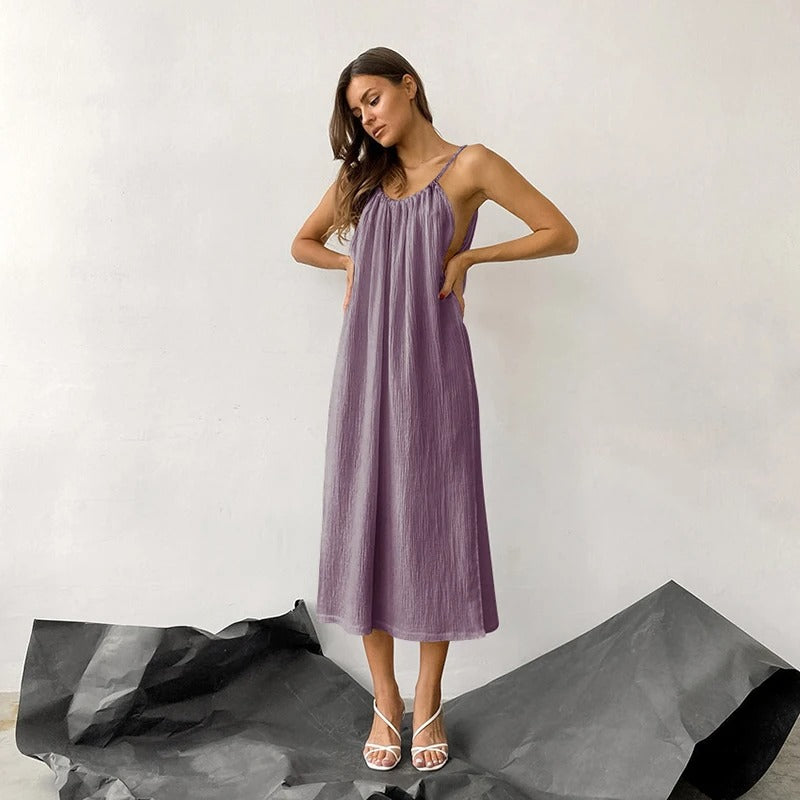 Elegant Cotton Gauze Sleeveless Maxi Dress