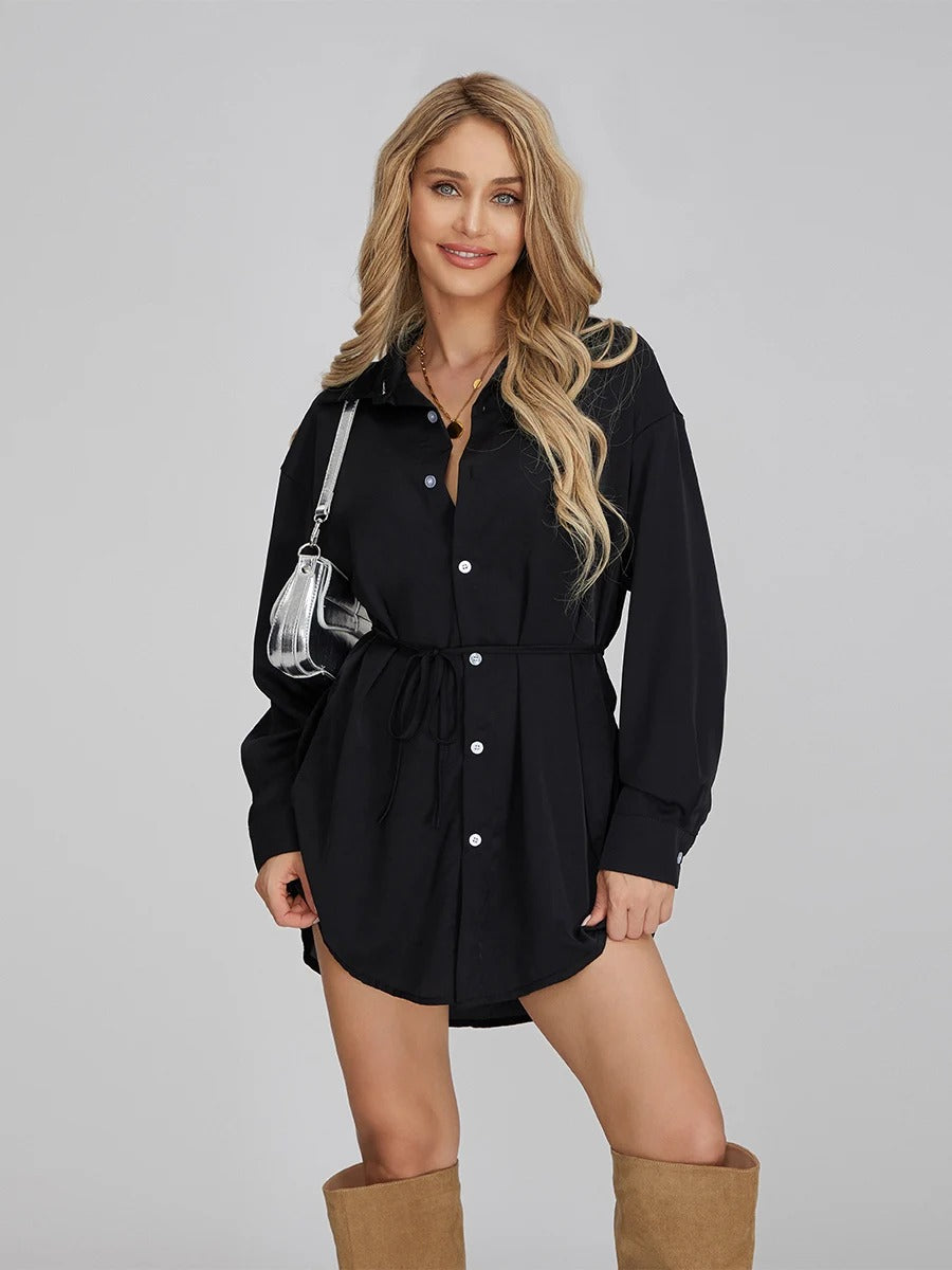Velvet Diamond Button Shirt Jumpsuit