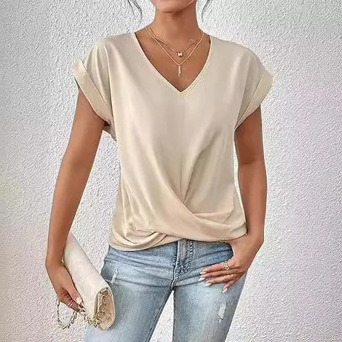 Irregular Knot V-Neck Tee