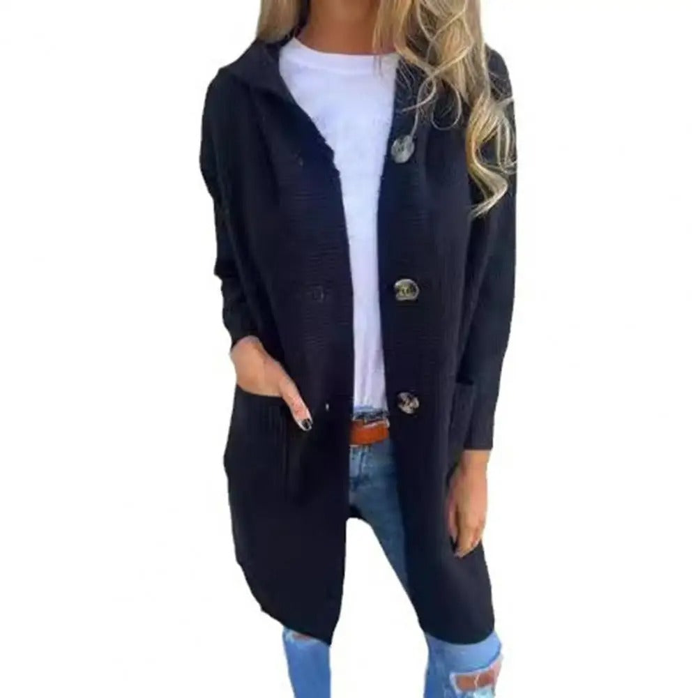 Elegant Hooded Knit Cardigan for Women