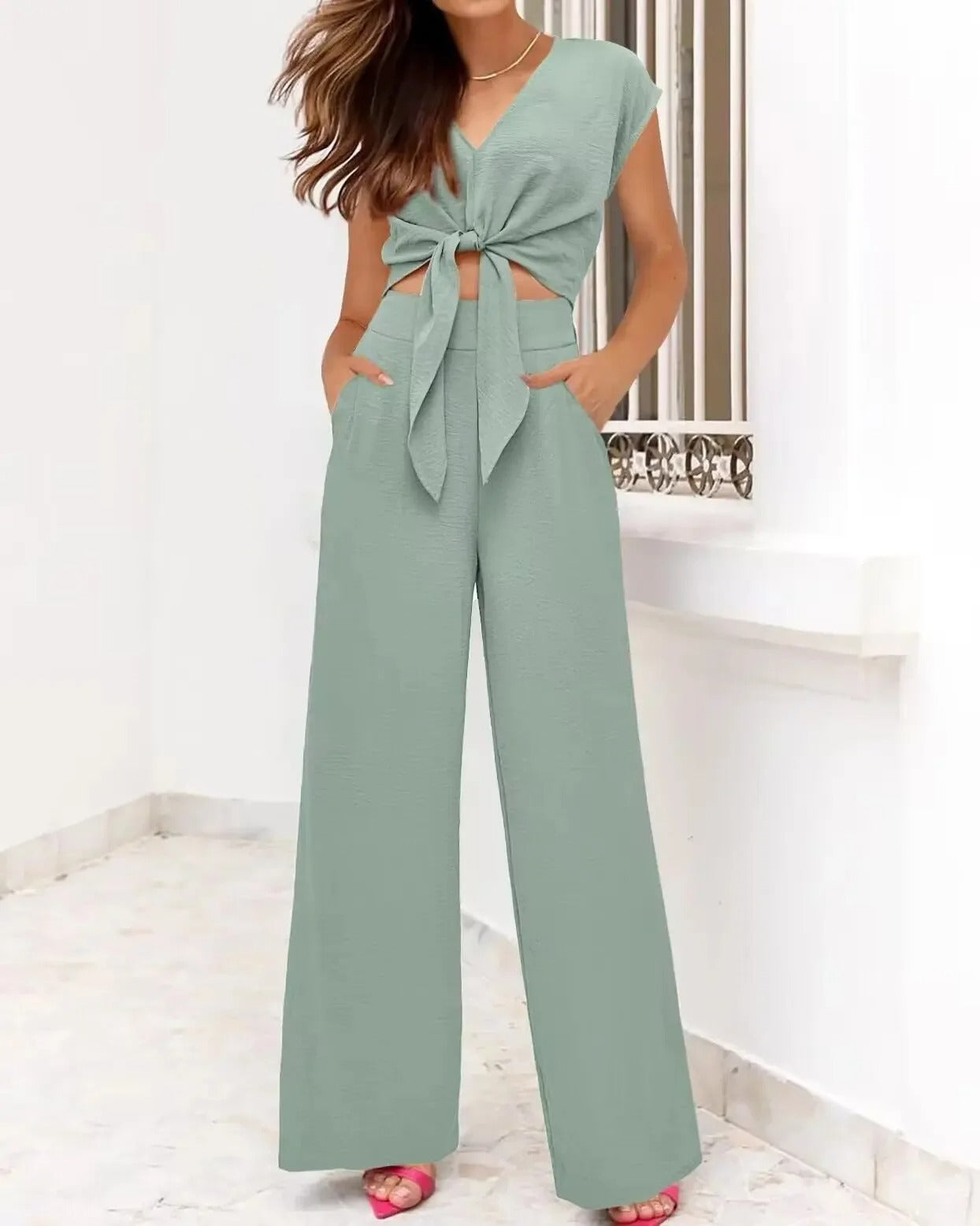 Women's Summer Belted 2-Piece Set