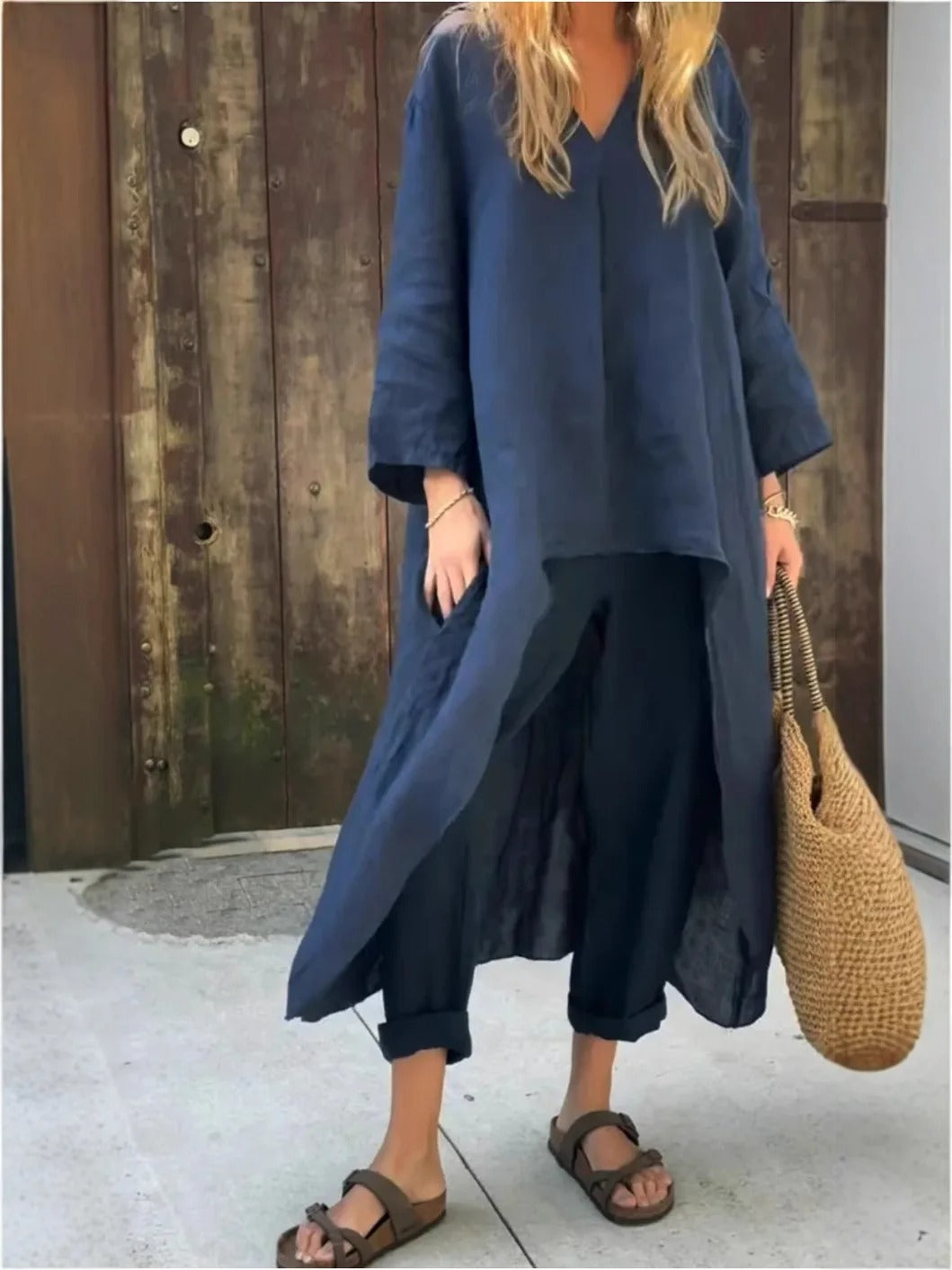 Modern Grace V-Neck Pants Set