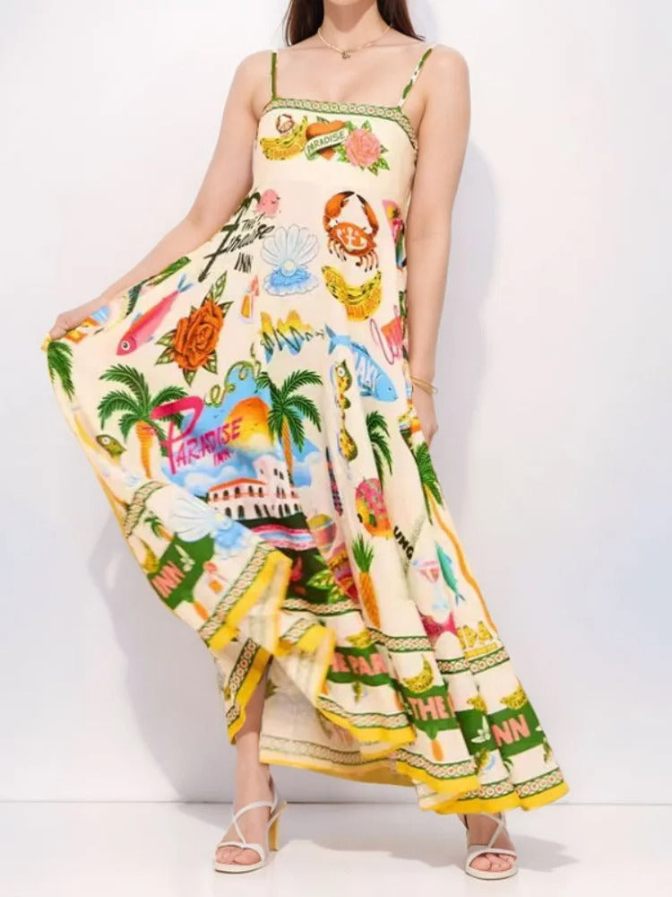 Colorful Elegance Halter Swing Dress