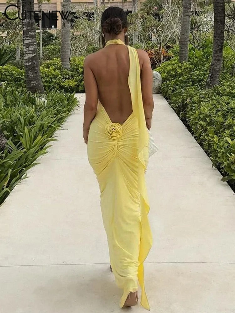 Elegant Halter Backless Maxi Dress