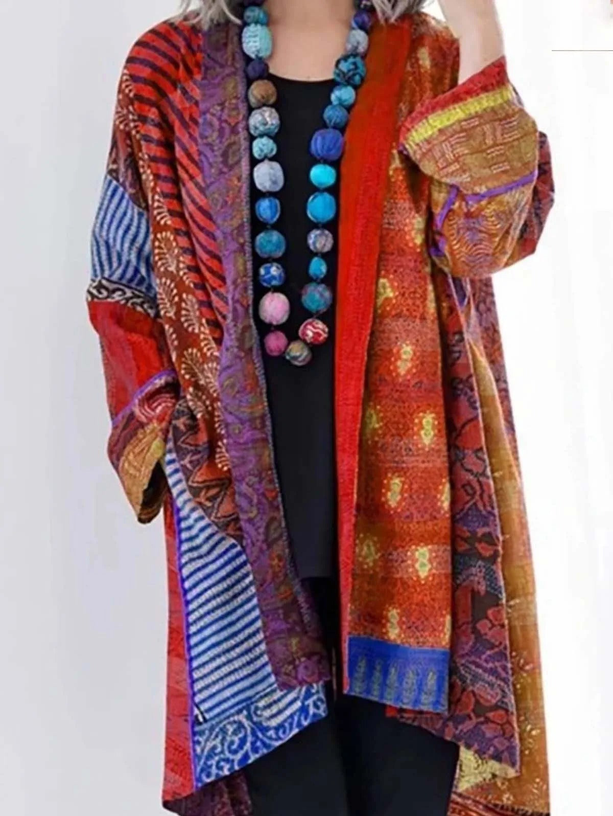 Tribal Print Oversized Y2K Cardigan for Women
