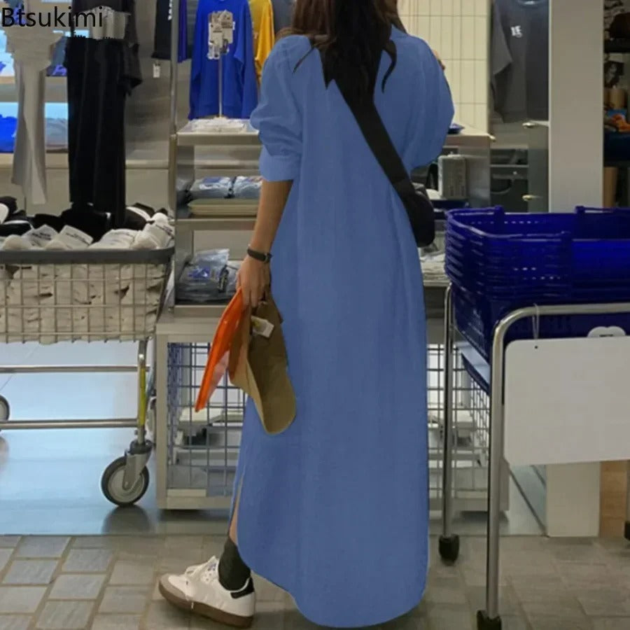Oversized Korean Denim Maxi Dress