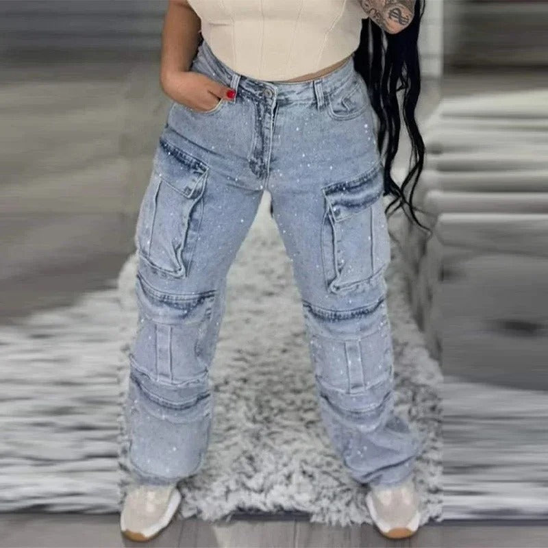 Bright Drill High Waist Work Jeans