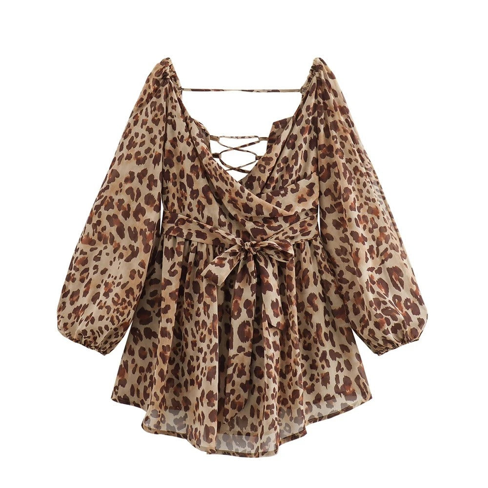 Chic Backless Pleated Tie Mini Dress