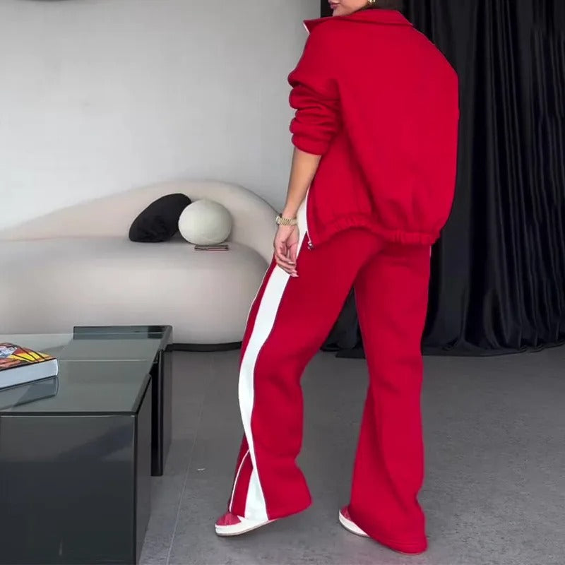 Cozy Contrast Casual Loose Suit