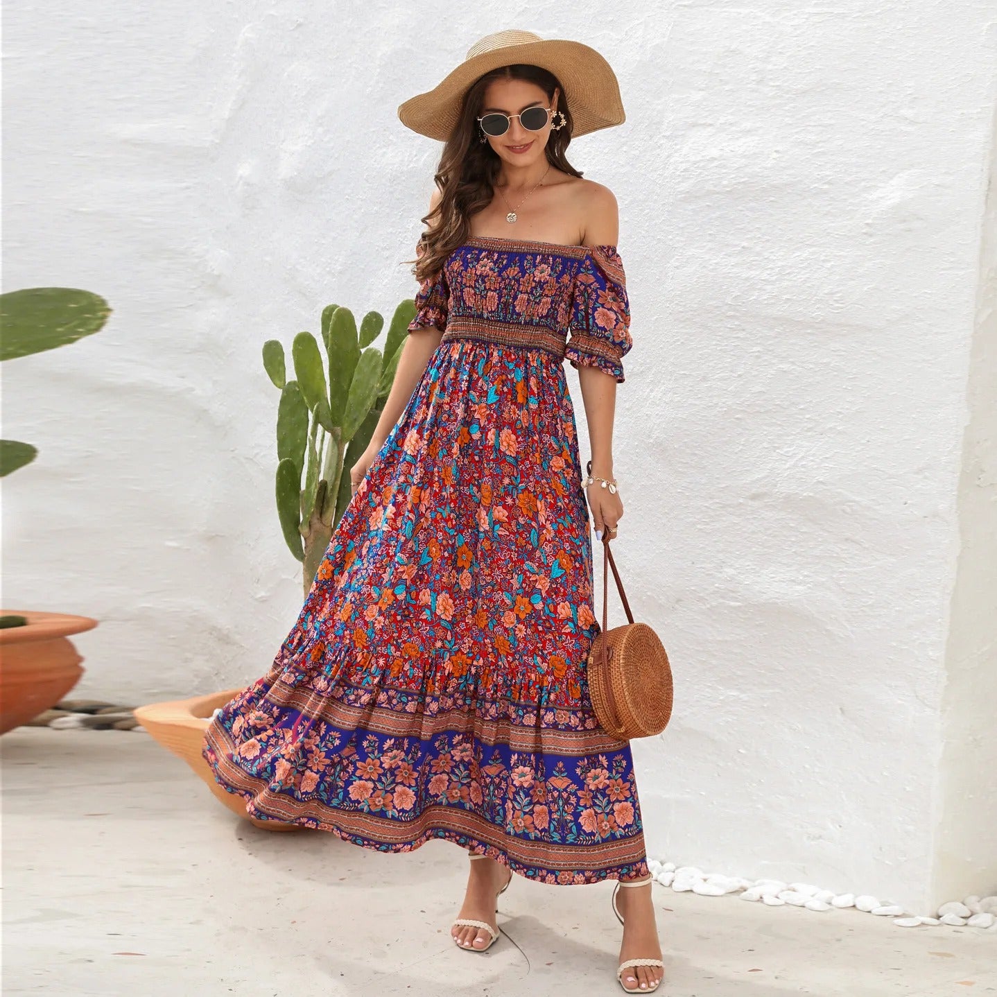 Sunlit Garden Pleated Boho Sundress