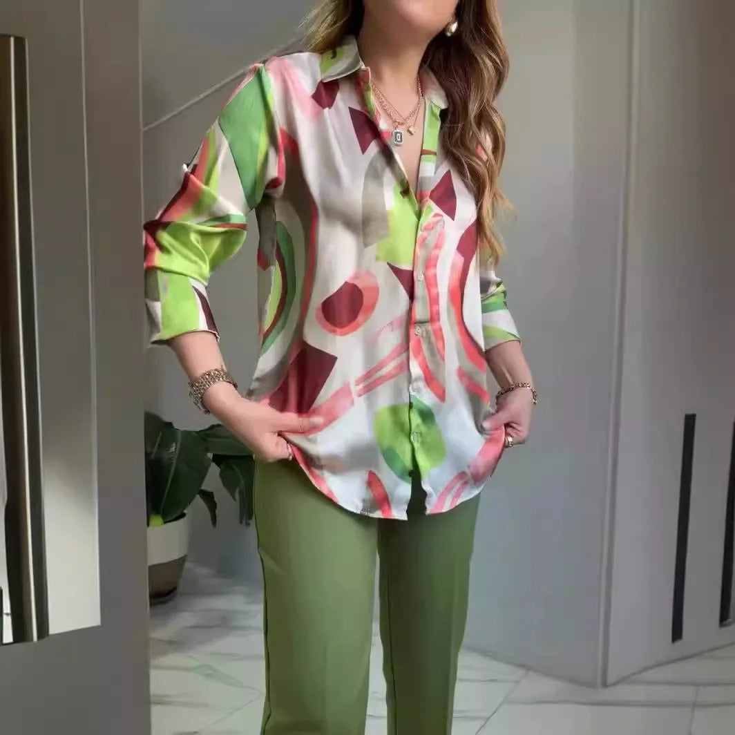 Elegant Spliced Print Two-Piece Set
