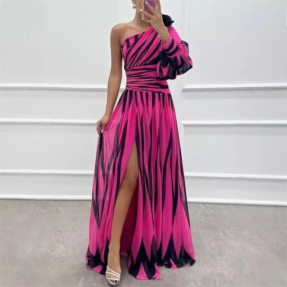 Elegant Strapless Slit Dinner Dress