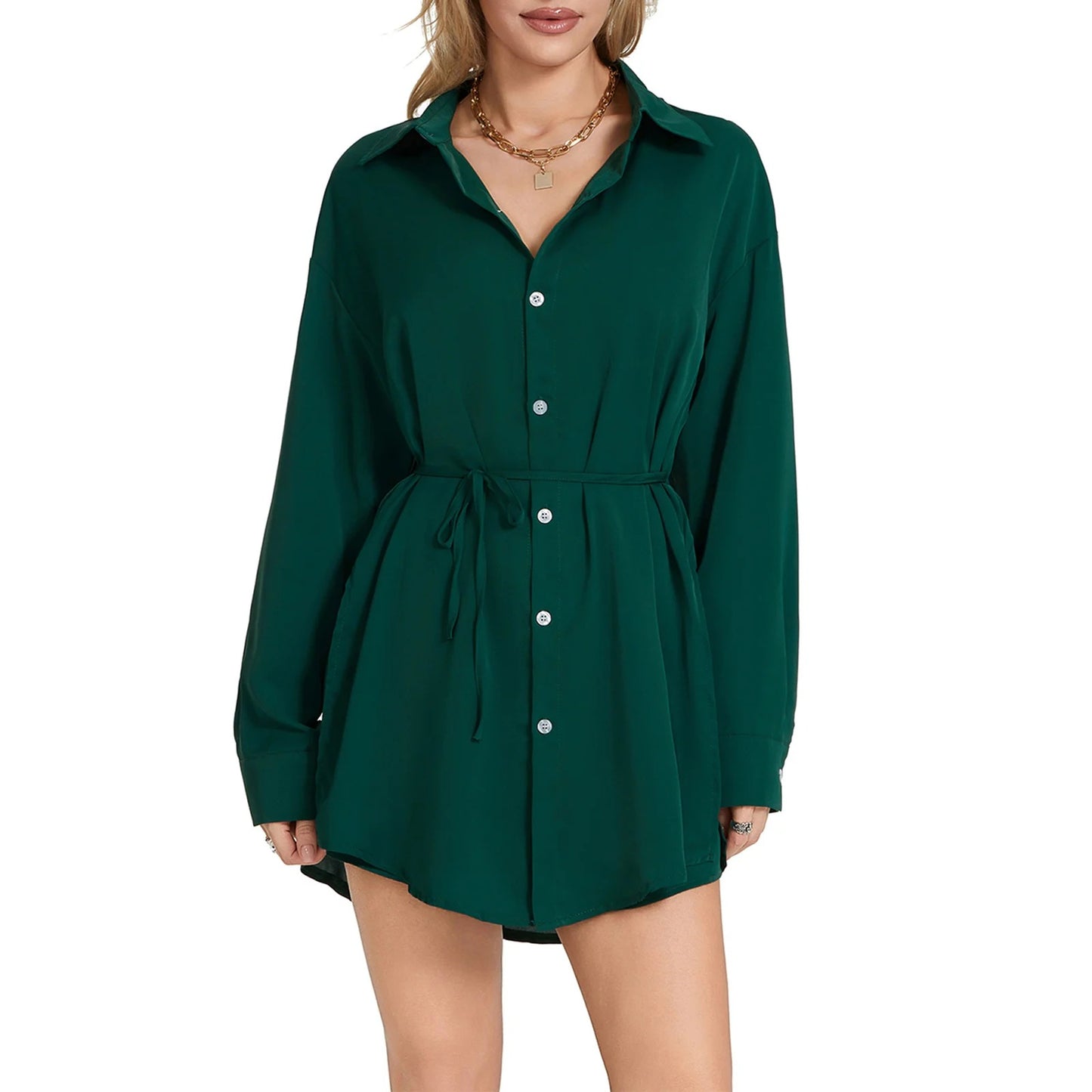 Velvet Diamond Button Shirt Jumpsuit