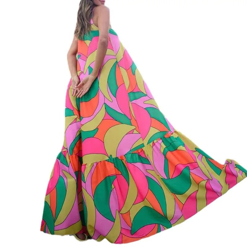 Euro Chic Backless V-Neck Maxi Dress