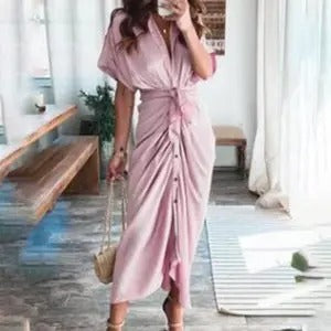 Boho Print Irregular Pleat Summer Dress
