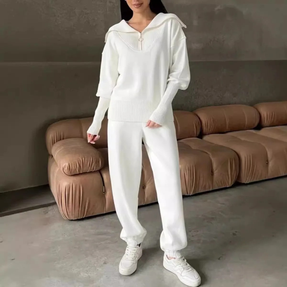 Zipper Hoodie & Sweatpants Set for Women