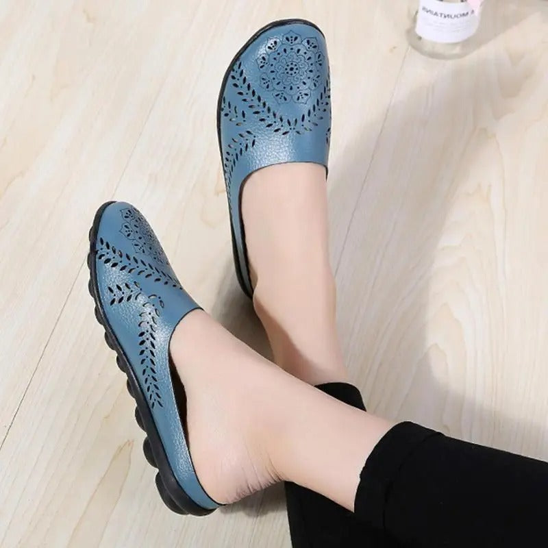 Breezy Chic Leather Slip-On Mules