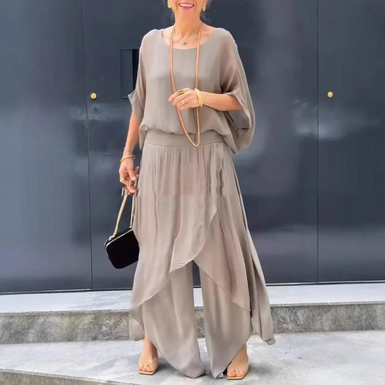 Graceful Flow Chiffon Pant Set