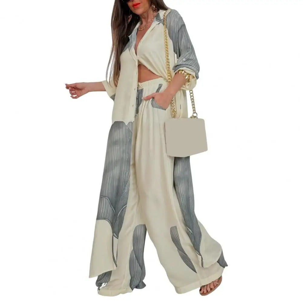 Chic Contrast V-Neck Suit