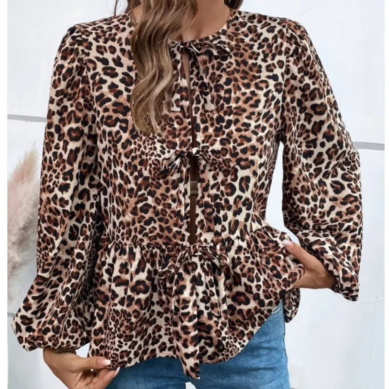 Bow Tie Puff Sleeve Blouse