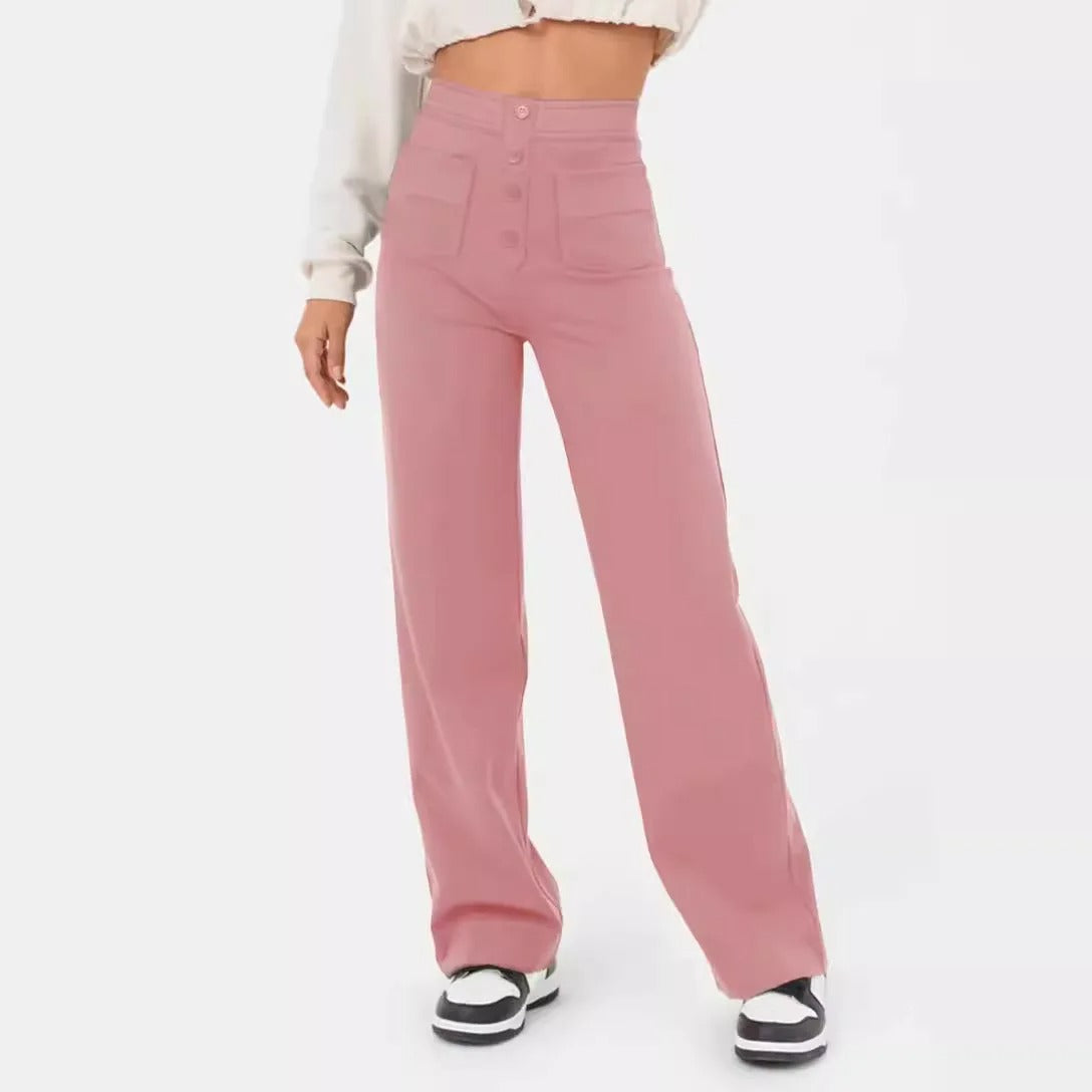 Buttoned Straight-Leg Cargo Pants