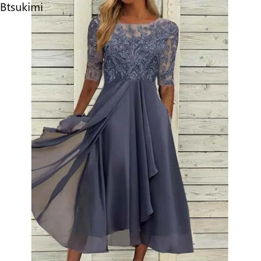 Elegant Gradient Colorblock Midi Dress