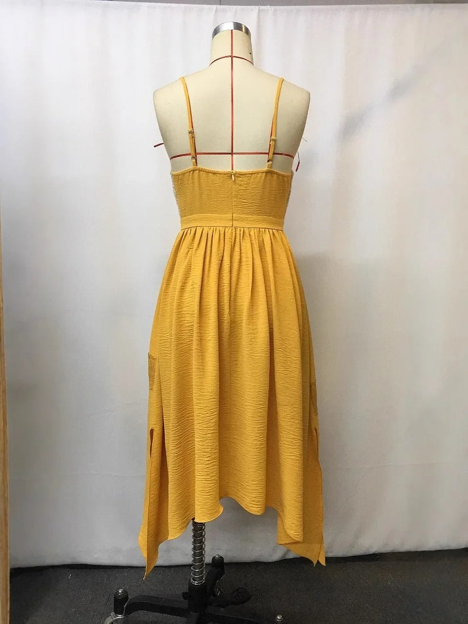 Western Lace Splice V Neck Dress