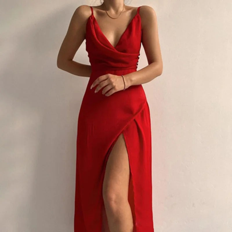 Siren Allure V-Neck Slit Dress