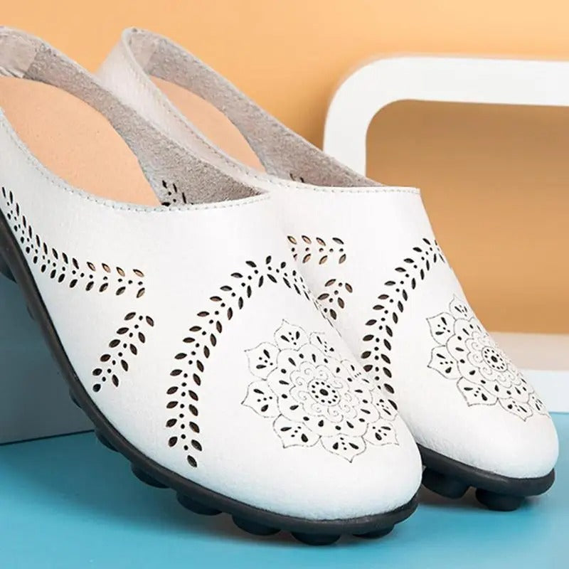 Breezy Chic Leather Slip-On Mules