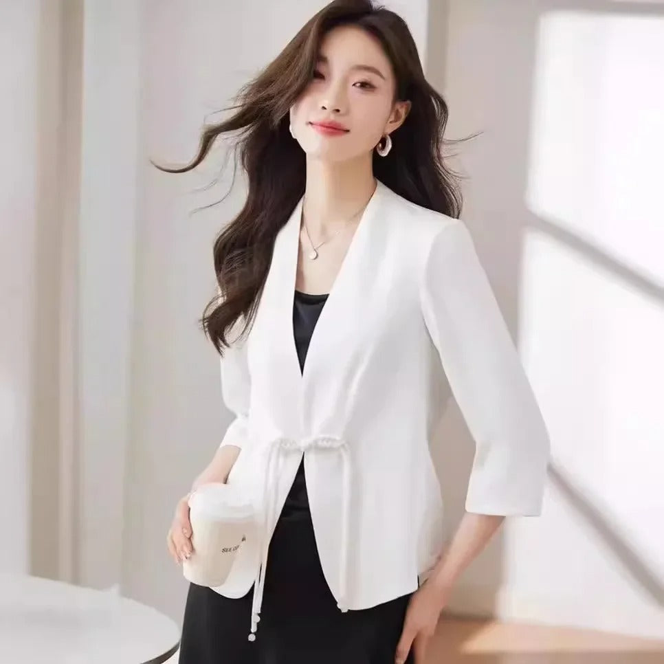 Slim Fit Short Sleeve Blazer Top