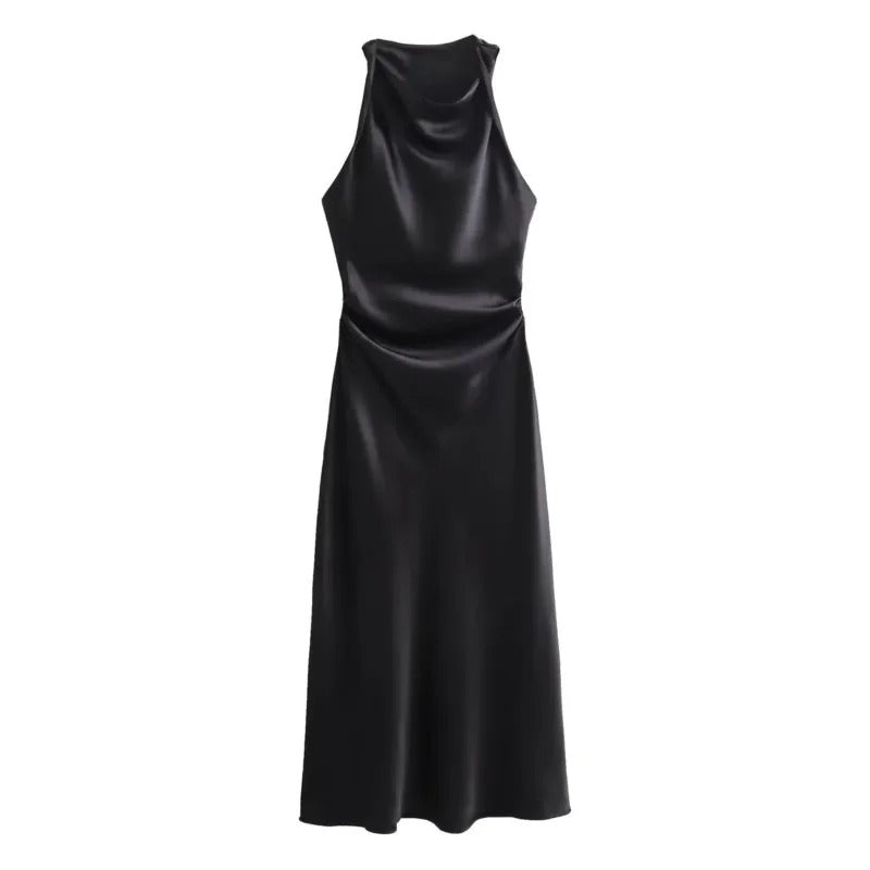 Satin Glow Summer Evening Dress