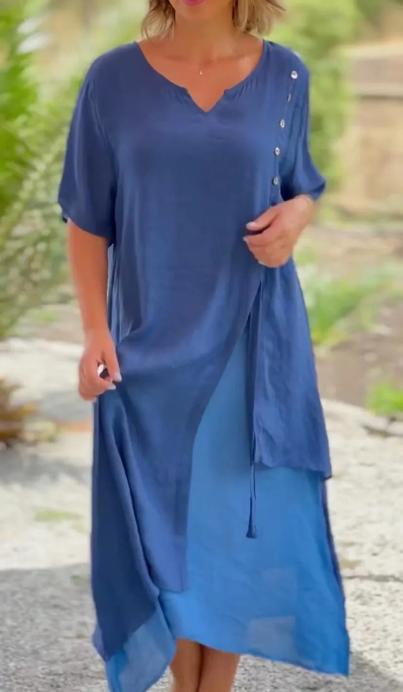 Layered Charm V-Neck Midi