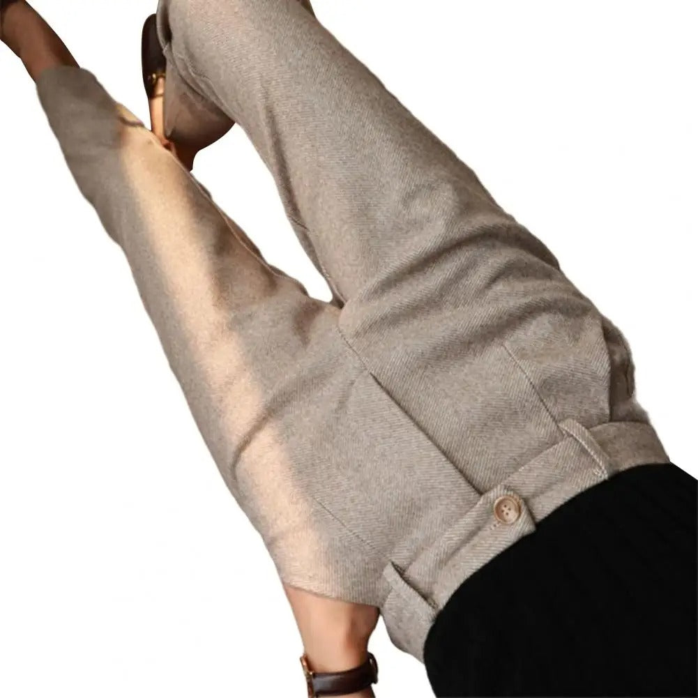 Women’s High-Waist Herringbone Slim Fit Trousers