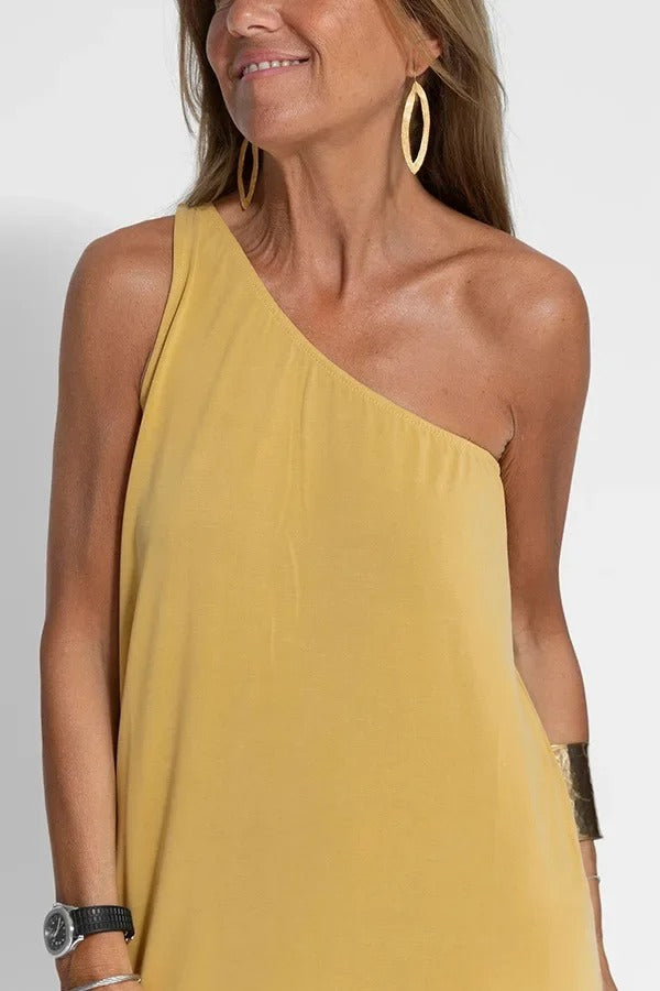 Elegant Asymmetrical Neckline Party Dress