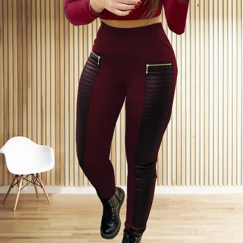 High Waist Slim Splice Pencil Pants