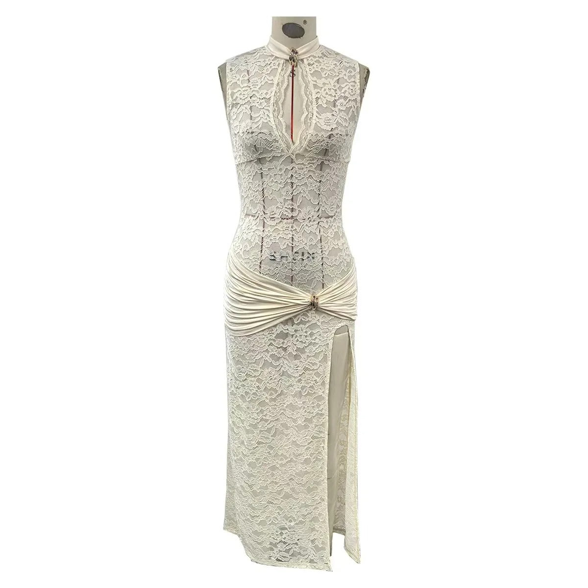 Sexy Lace High Slit Maxi Dress