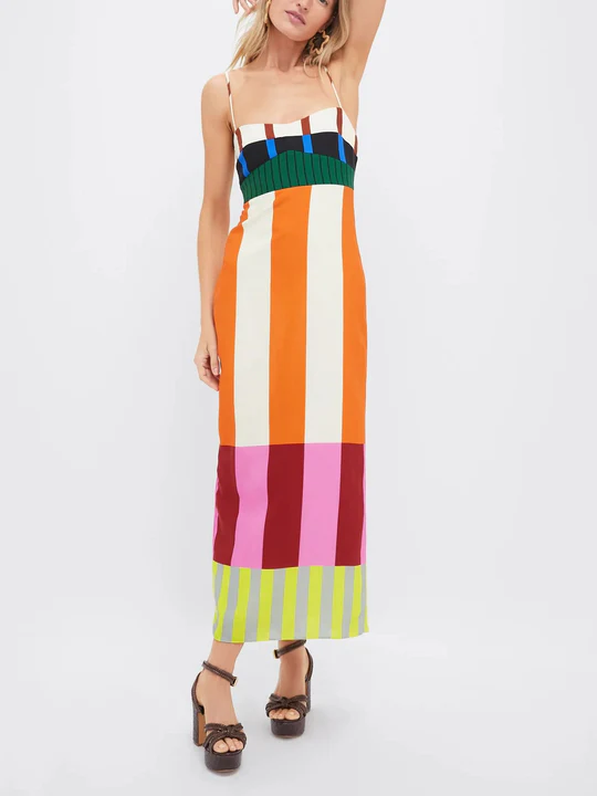 Rainbow Stripes Boho Party Dress