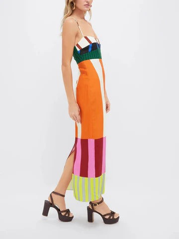 Rainbow Stripes Boho Party Dress