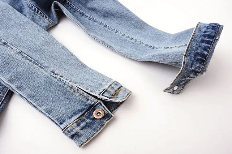 Embroidered Denim Bomber Jacket Rich Allure