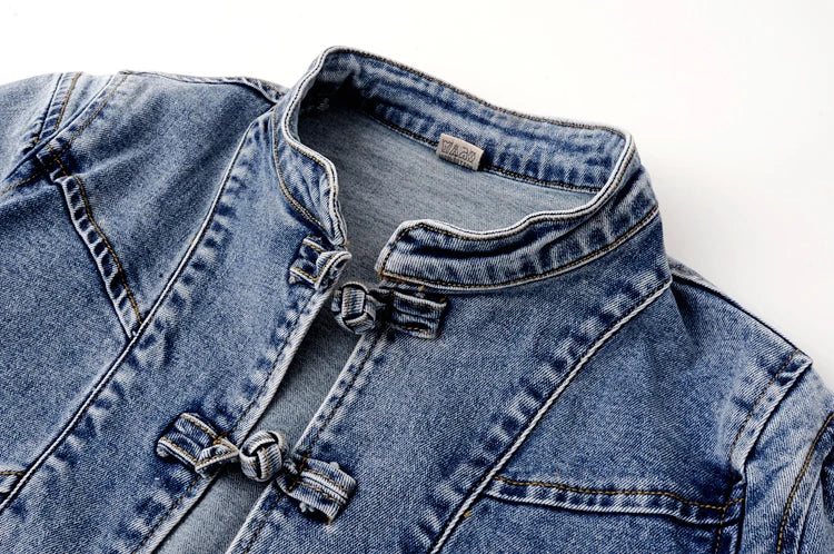 Embroidered Denim Bomber Jacket