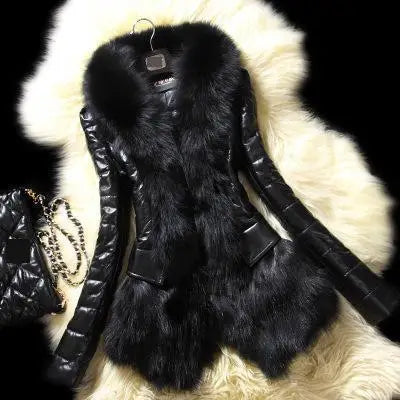 Faux Fur PU Leather Coat