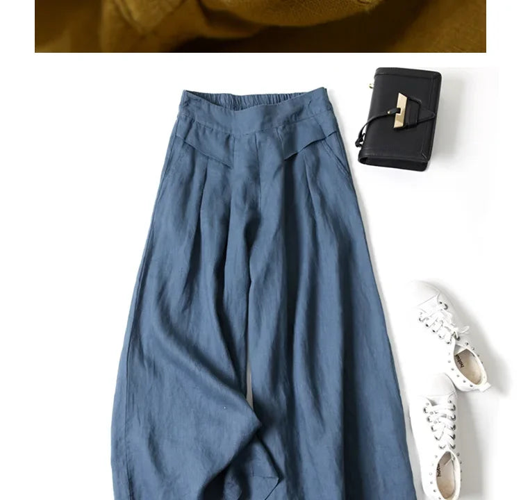 Art Ease Cotton Linen Wide Leg Pants
