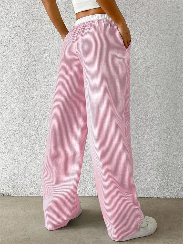 Striped Wide Leg Woven Pants